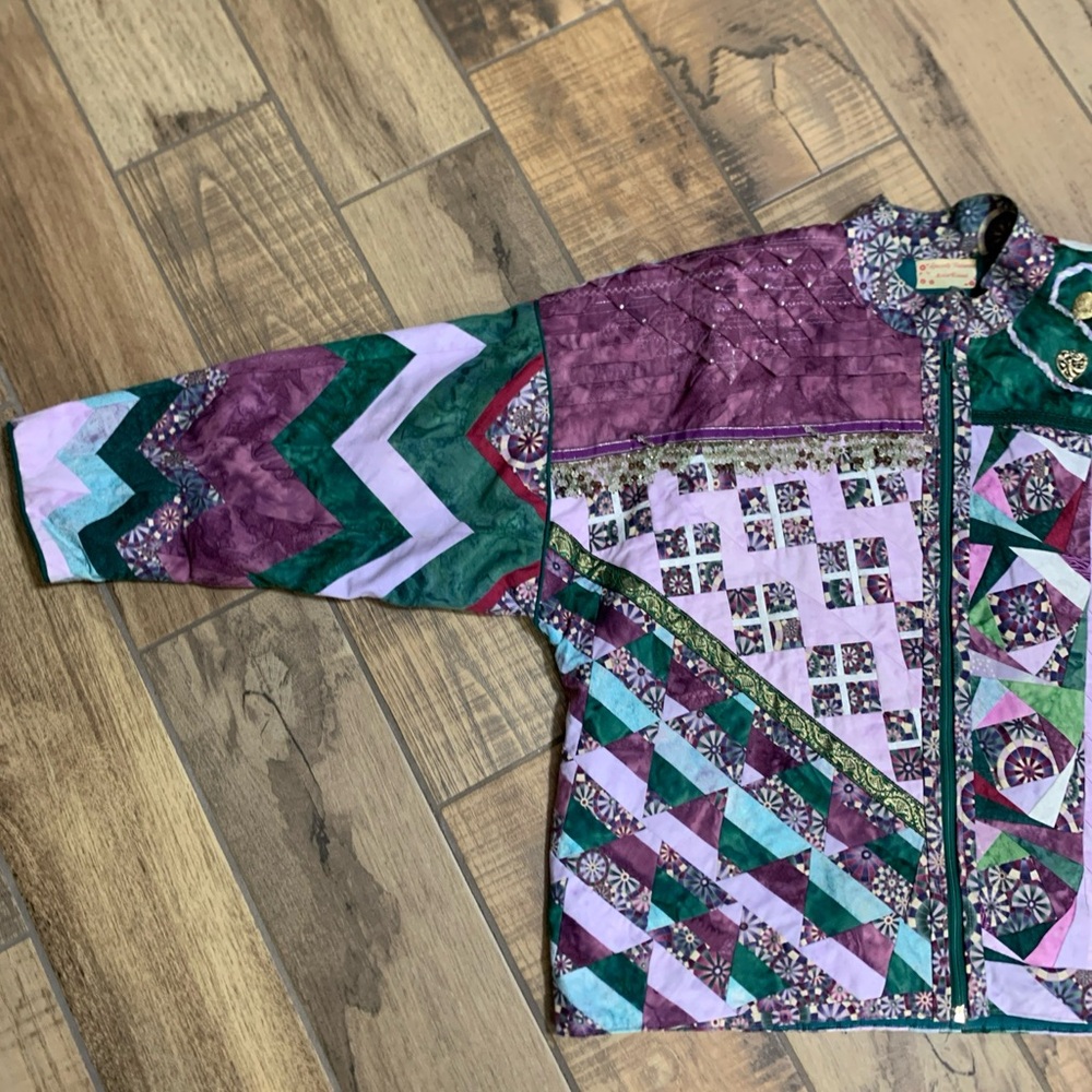 Hand Quilted Custom Wearable Art Patchwork Jacket… - image 7